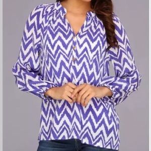 Lily Pulitzer|Blue &white chevron blouse